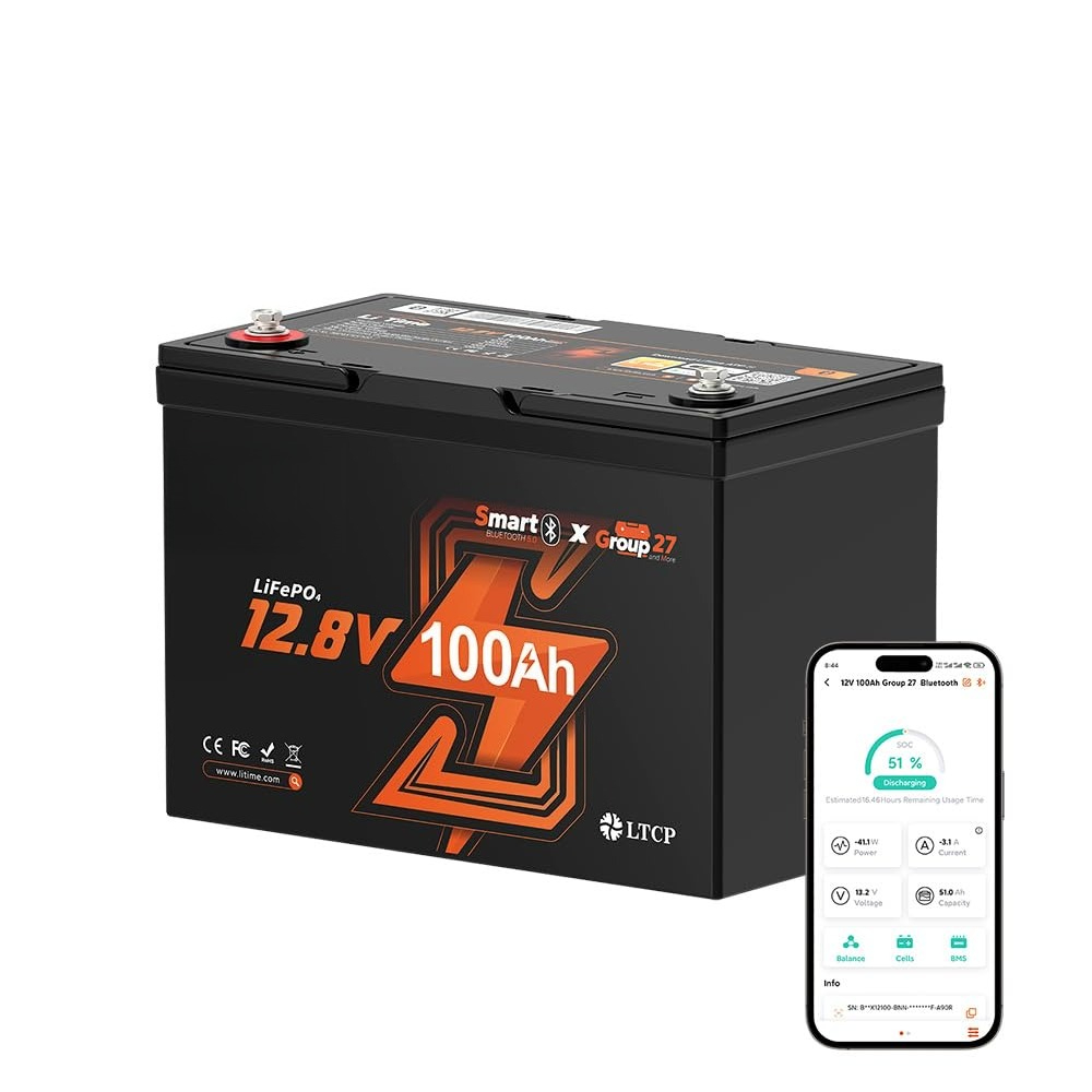 Lifepo4 12V 100Ah Bms Bluetooth - بطارية ليثيوم فوسفات الحديد 12 فولت