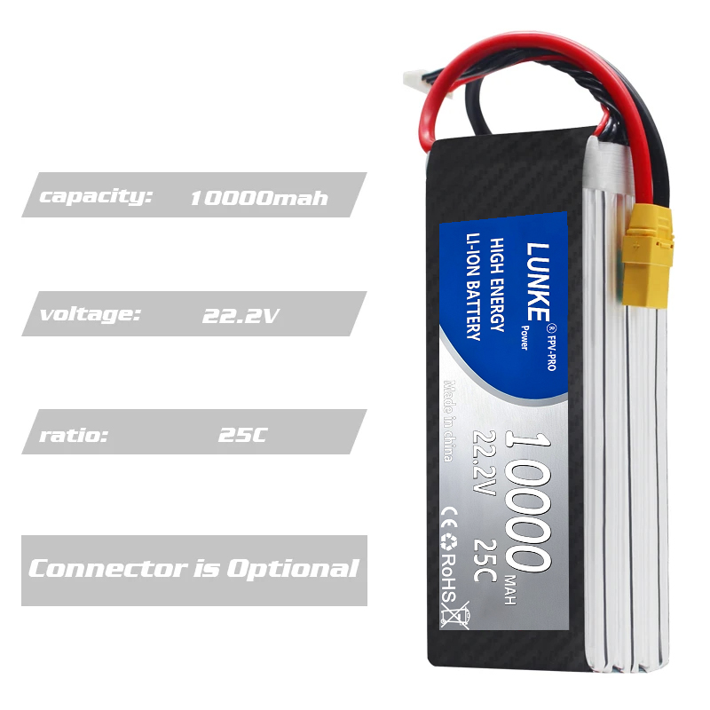 بطارية ليثيوم بوليمر 2S 3S 4S  - مراجعة 6S Lipo Battery 22.2V 5000Mah وسعره