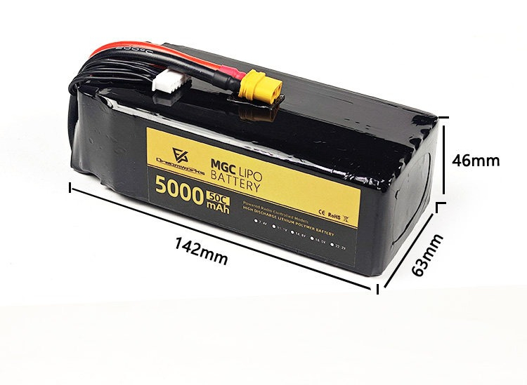 بطارية ليثيوم ليبو FPV MGC 500 - مراجعة 6S Lipo Battery 22.2V 5000Mah وسعره